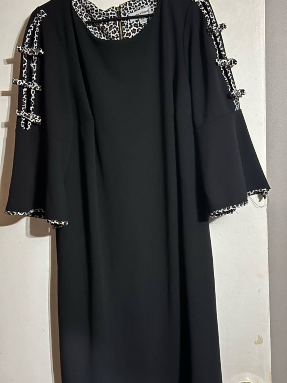 Shelby & Palmer Black Dress with Leopard-Print Lining